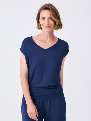 V Neck Modal Tee - Navy