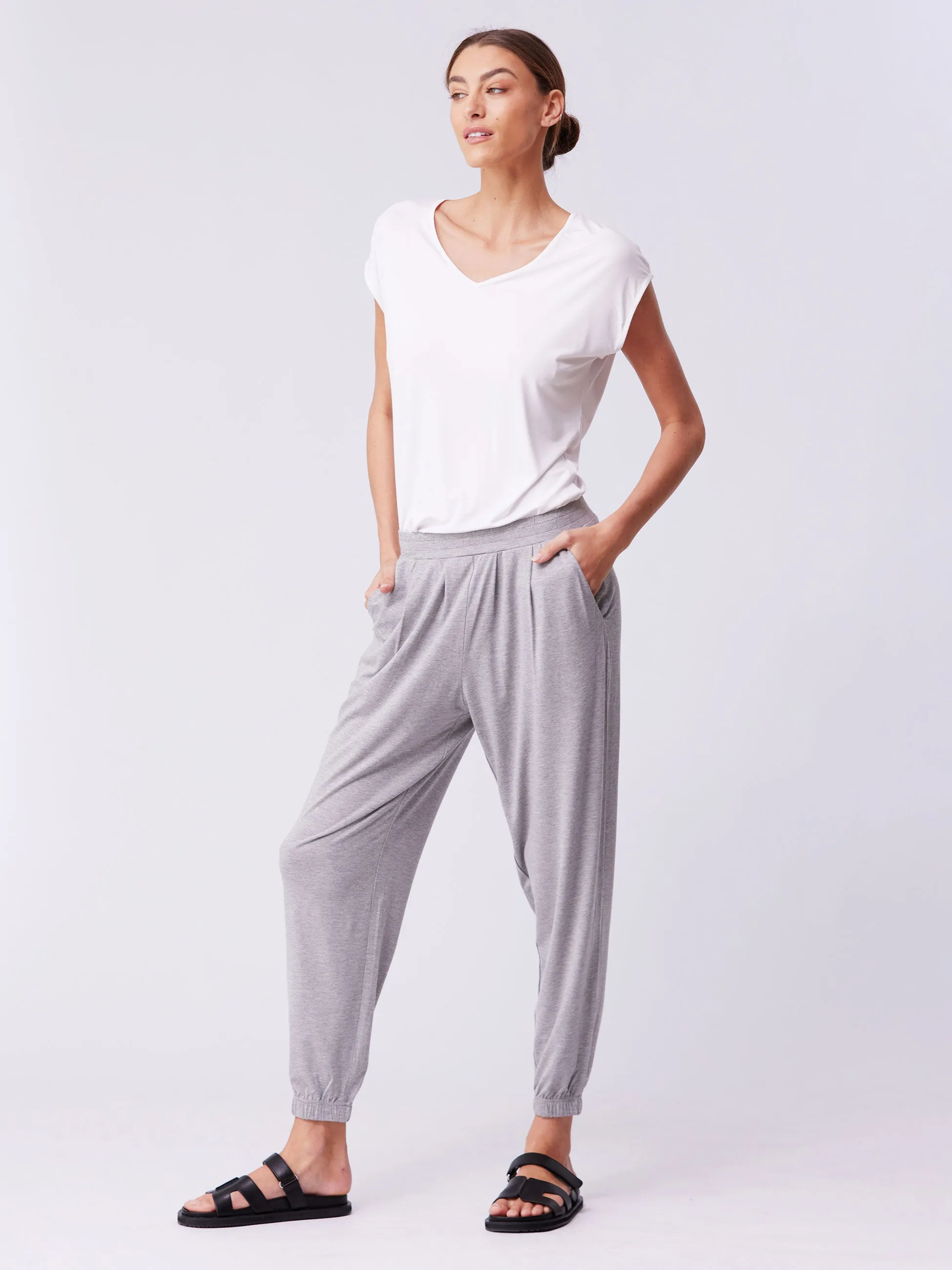 V Neck Modal Tee - White