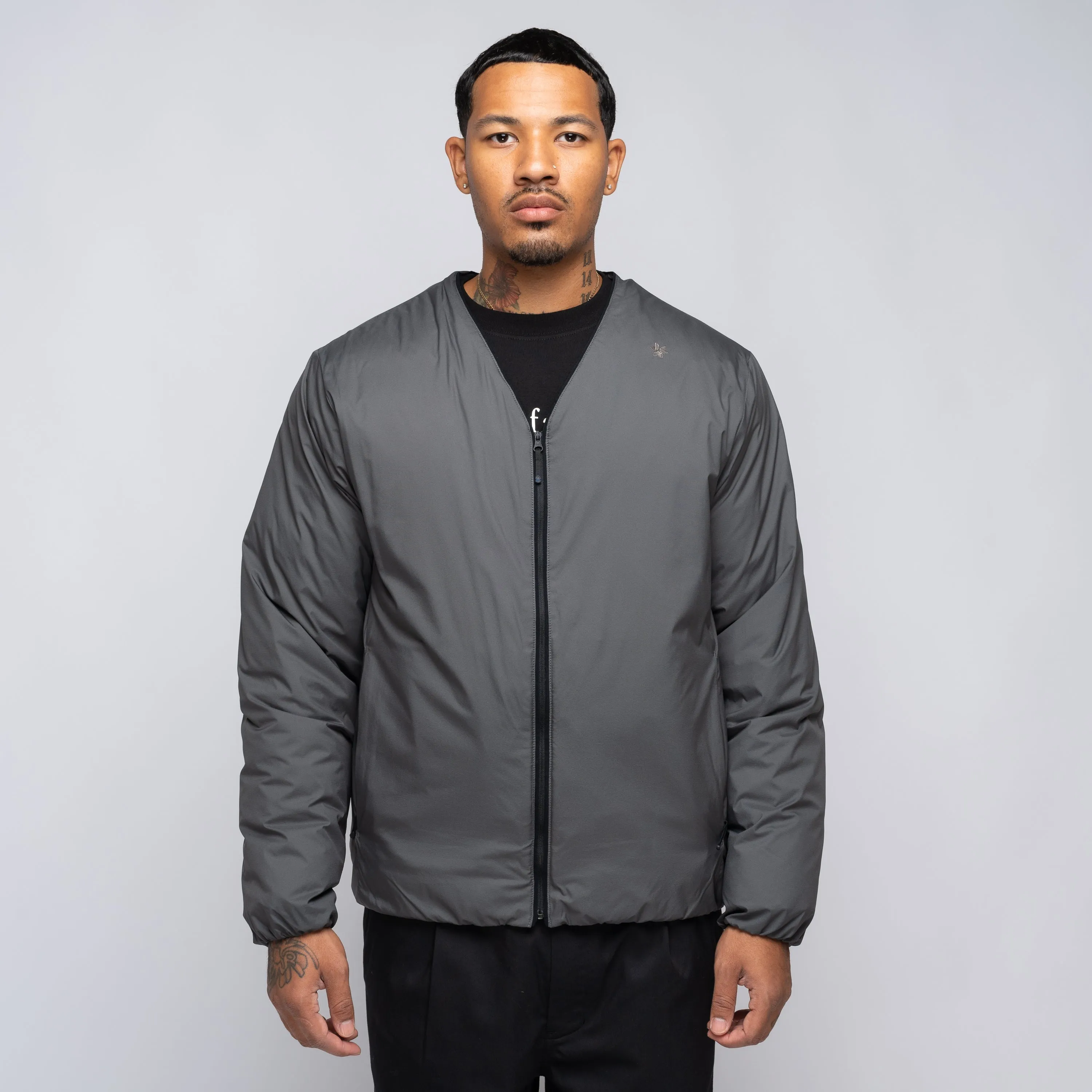 V-neck Zip Down Cardigan Shadow Grey GL23346