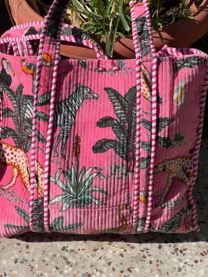 Velvet pink jungle big size Tote bag