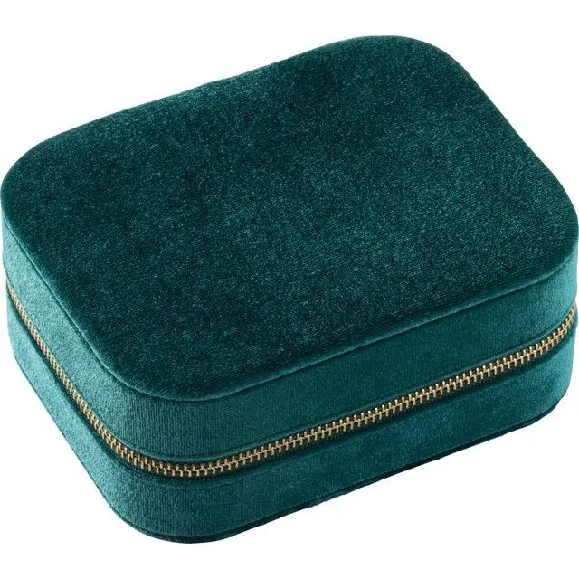 Velveteen Rectangle Jewelry Travel Case - Black, Navy, Green, or Brown Color