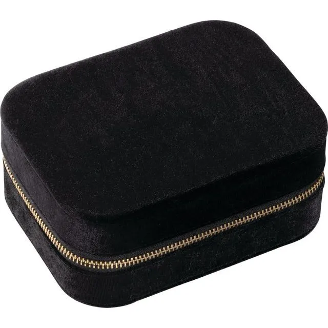 Velveteen Rectangle Jewelry Travel Case - Black, Navy, Green, or Brown Color