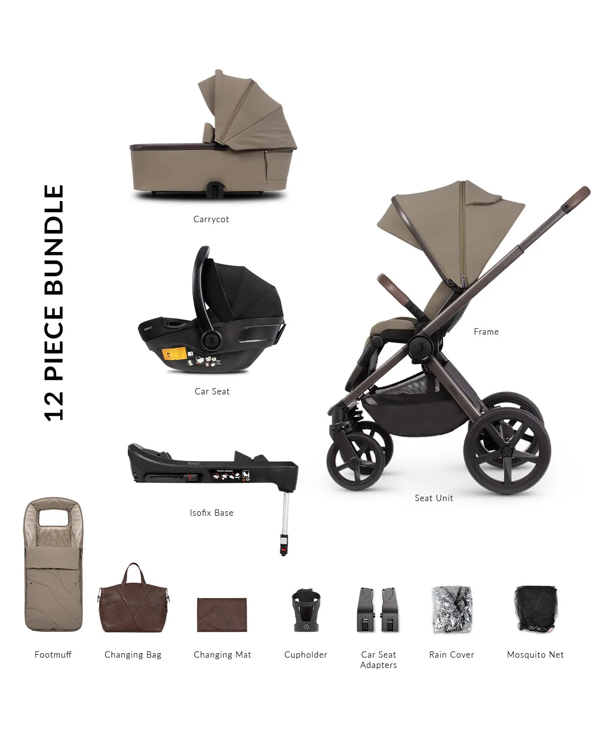 Venicci Upline Special Edition Pram 3 in 1   Base - The Complete Travel System Bundle