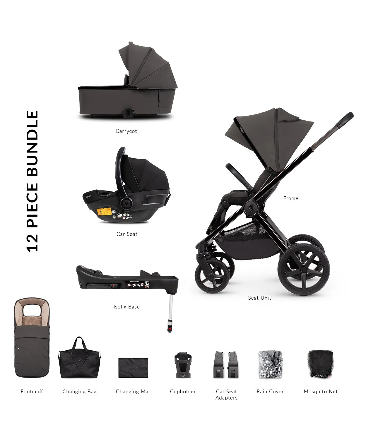Venicci Upline Special Edition Pram 3 in 1   Base - The Complete Travel System Bundle