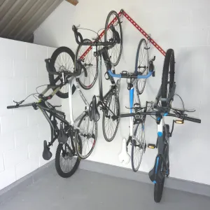 Vertical bike storage for up to 6 bikes. The 'Flying V'