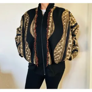 Vintage Cassowary Bomber Printed Jacket