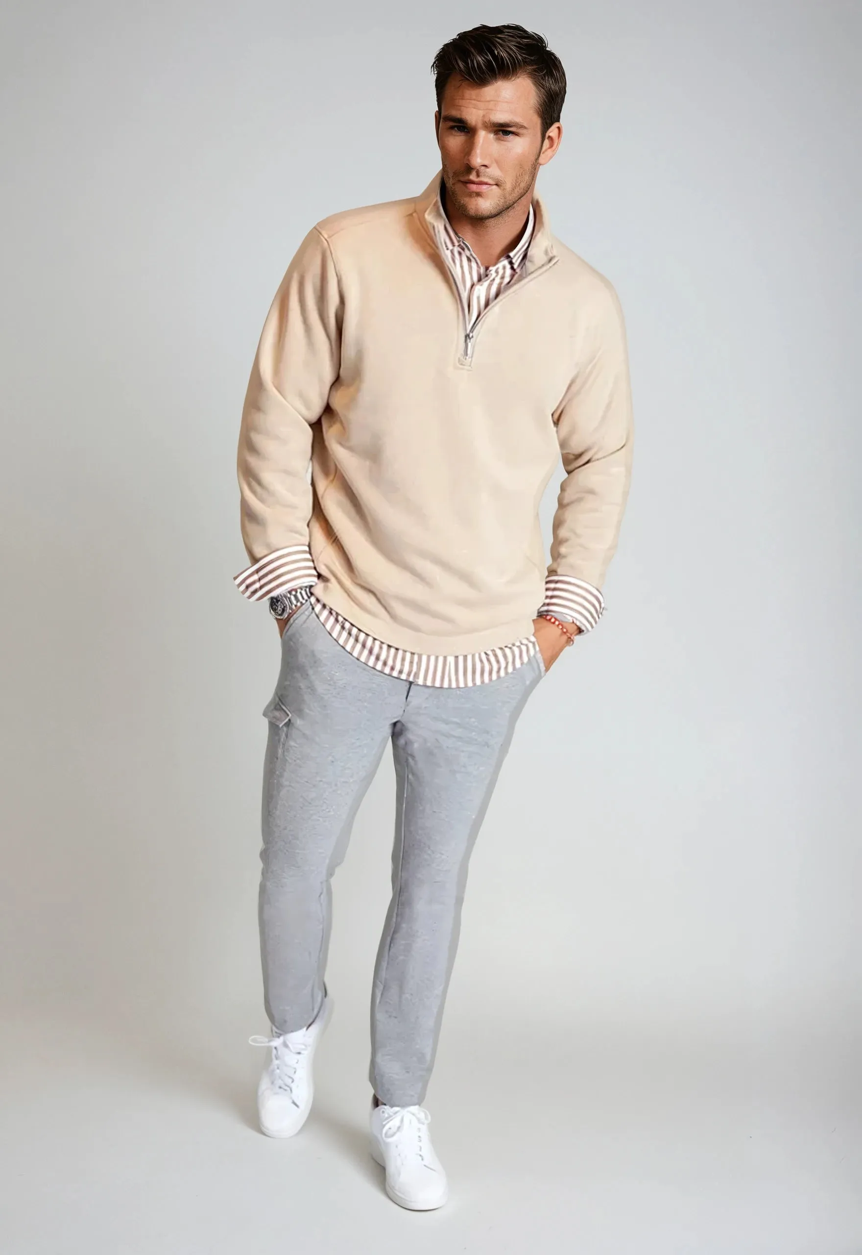Voey Quarter Zip Sweatshirt - Camel