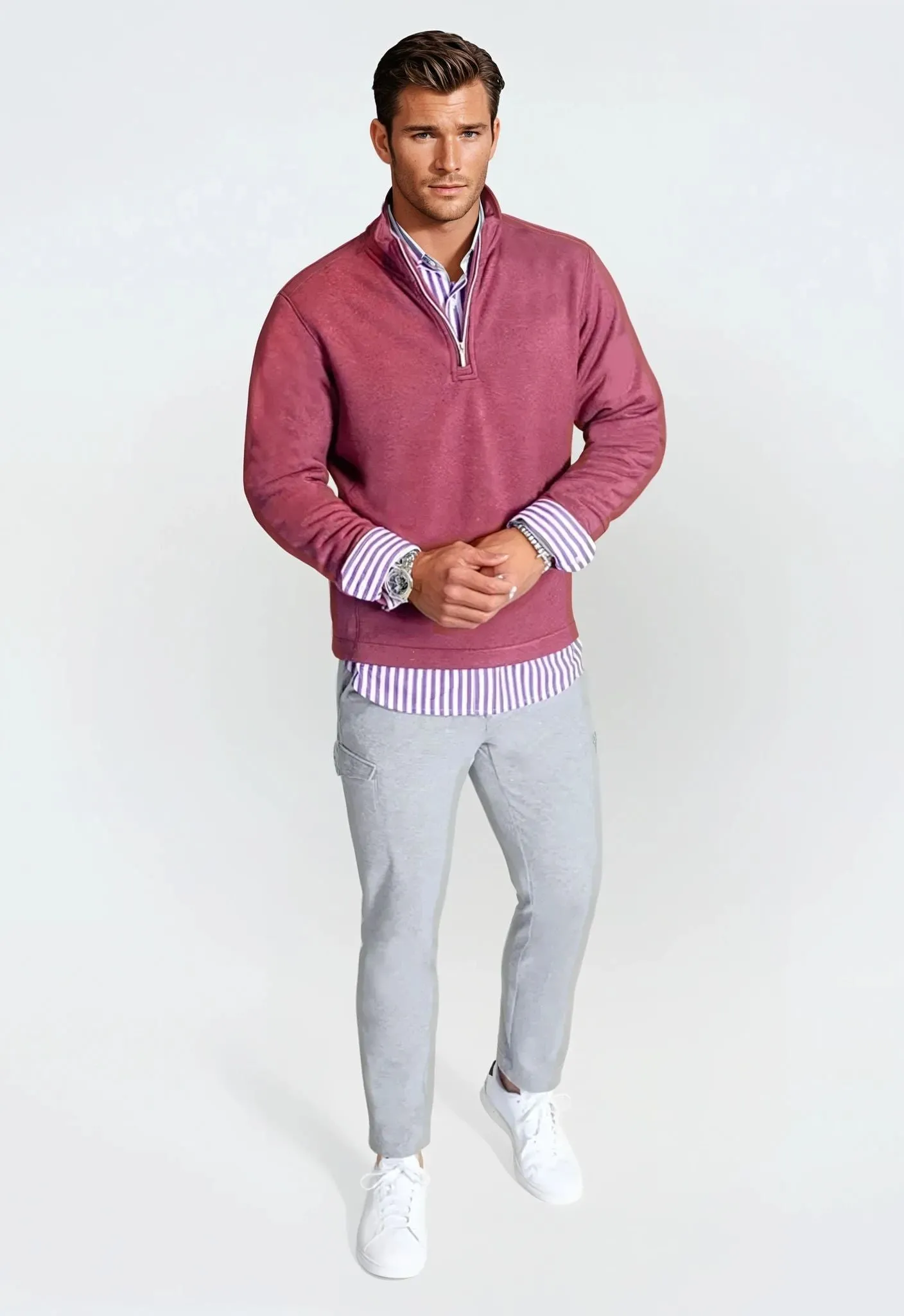 Voey Quarter Zip Sweatshirt - Wine