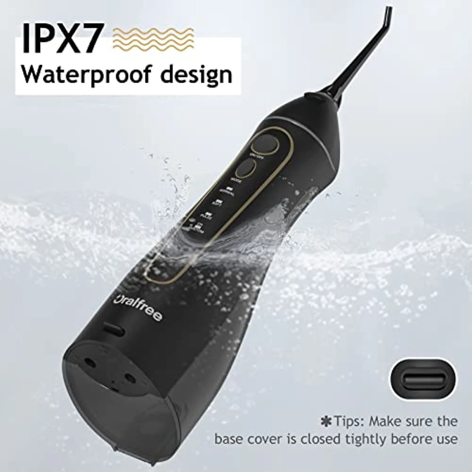 Water-Dental-flosser-Teeth-Cleaner-Oral Irrigator with 4 Modes Cordless Water Teeth Cleaner Pick for Braces & Bridges Care IPX7 Waterproof Rechargeable Portable Powerful Battery for Home & Travel