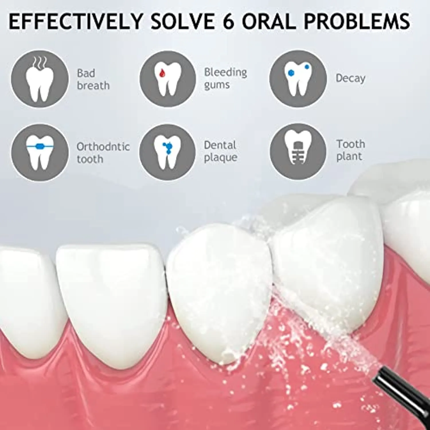 Water-Dental-flosser-Teeth-Cleaner-Oral Irrigator with 4 Modes Cordless Water Teeth Cleaner Pick for Braces & Bridges Care IPX7 Waterproof Rechargeable Portable Powerful Battery for Home & Travel