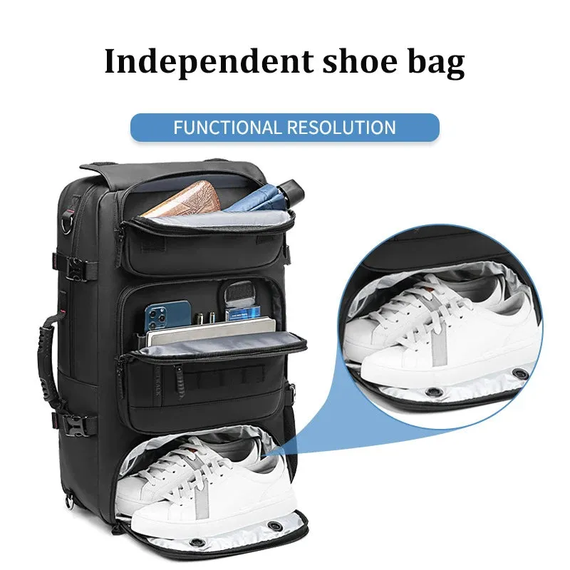 Waterproof 50L Men's Travel Backpack with Separate Shoe Compartment