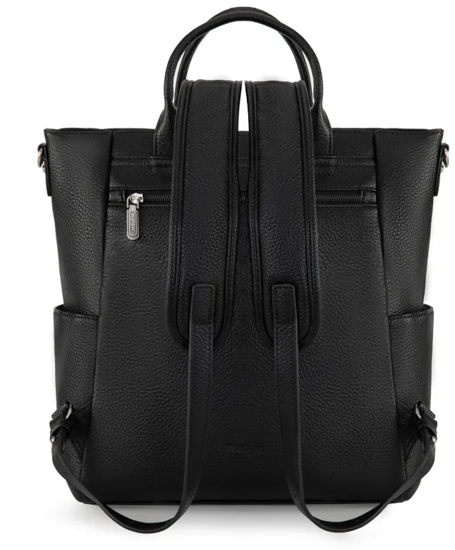 WG175-9110BLK Wrangler Cow Print Tote/ Shoulder Bag Convertible backpack Black