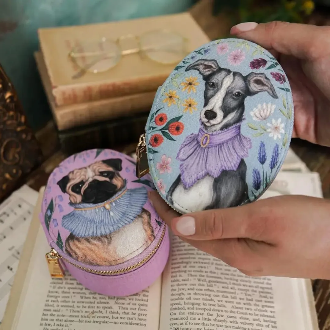 Whippet Pet Portraits Oval Jewelry Box