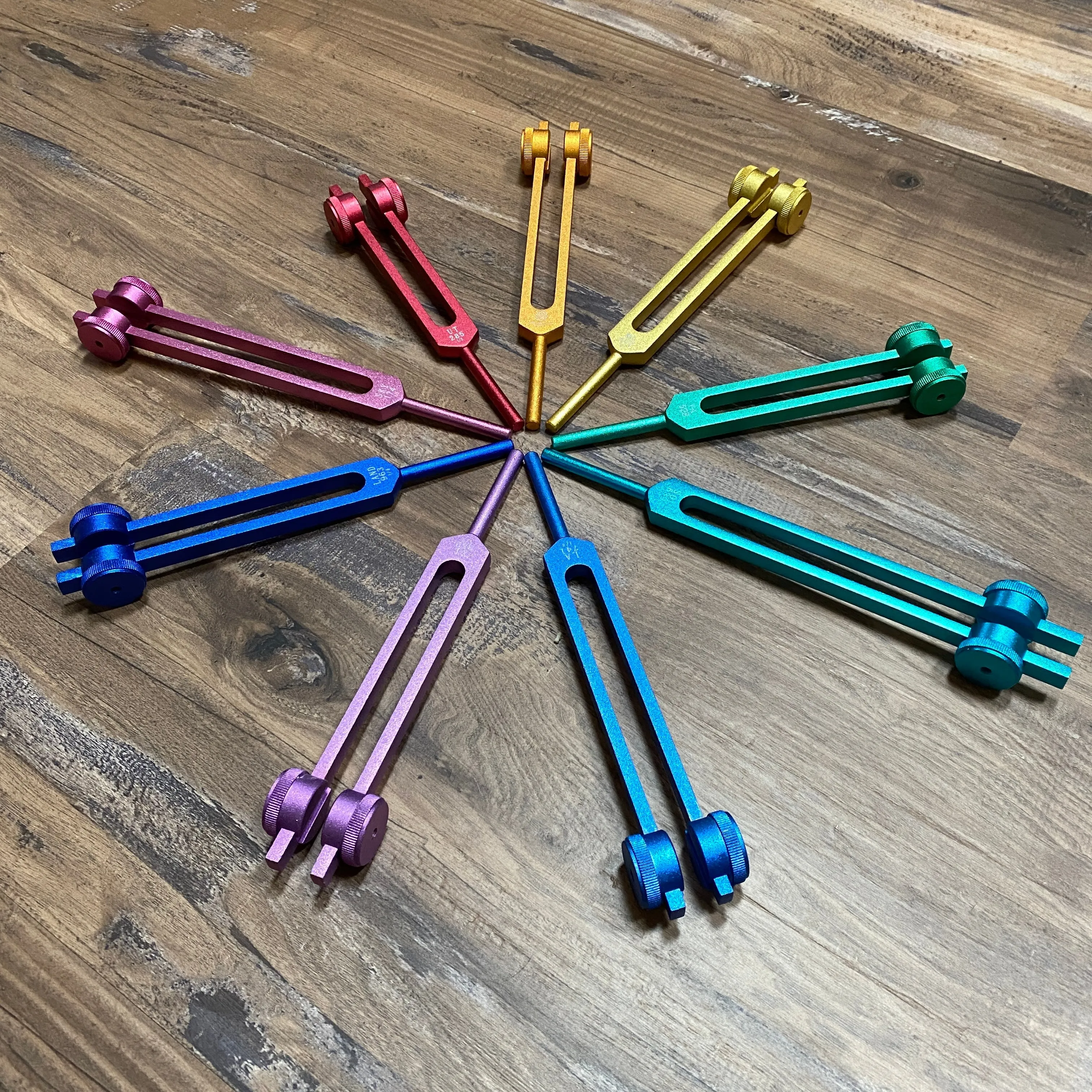Wholesale -  9 Solfeggio Tuning Forks with Bags and Mallets (4 pack)