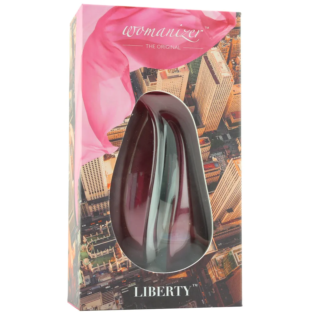 Womanizer Liberty Rechargeable Silicone Compact Travel Pleasure Air Clitoral Stimulator Red Wine