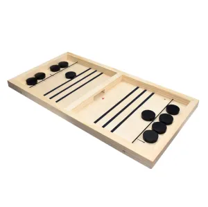 Wooden Table Desktop Ice Hockey Fast Sling Puck Game Battle Board Toy For Children