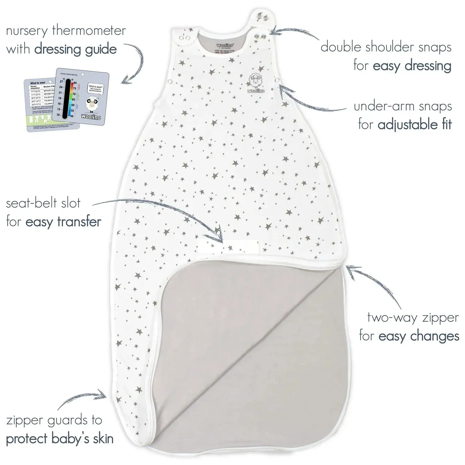 Woolino 4 Season Ultimate Merino Wool Baby Sleep Bag - Earth