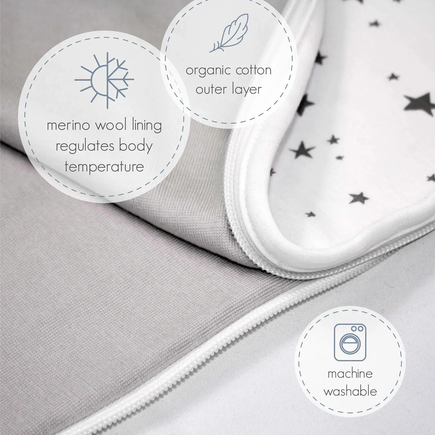 Woolino 4 Season Ultimate Merino Wool Baby Sleep Bag - Night Sky