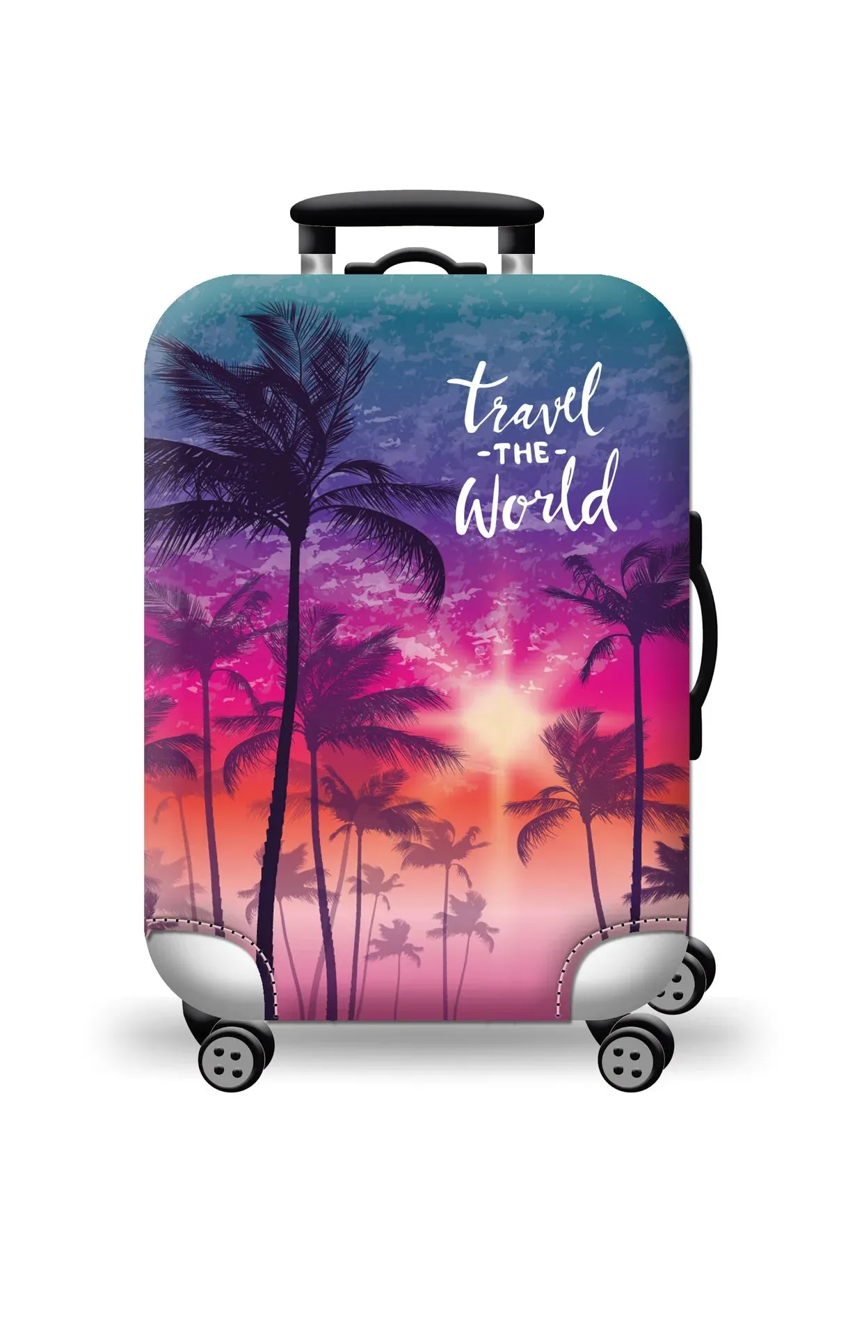 World Map Luggage Protective Cover - Elastic Suitcase Protector for 18-32 inch Bags