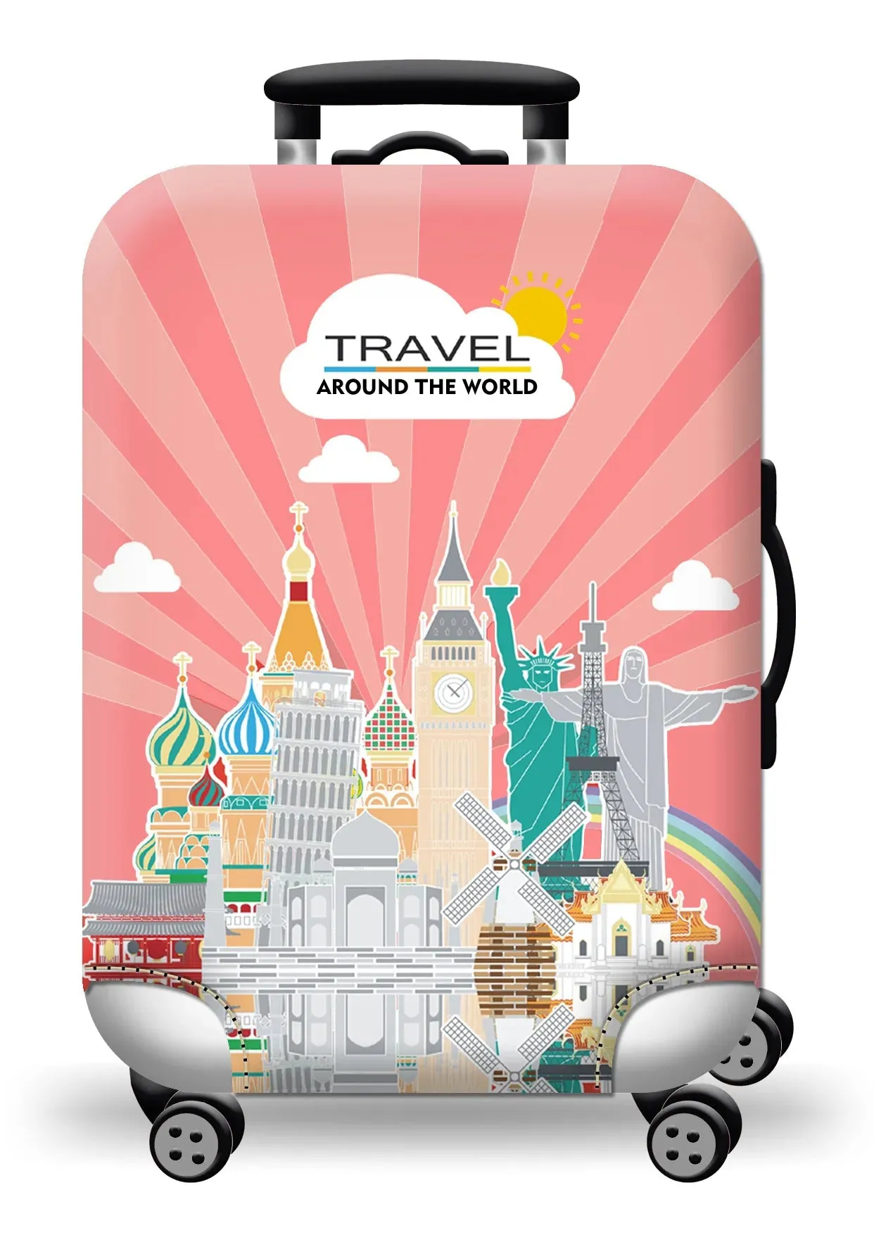 World Map Luggage Protective Cover - Elastic Suitcase Protector for 18-32 inch Bags