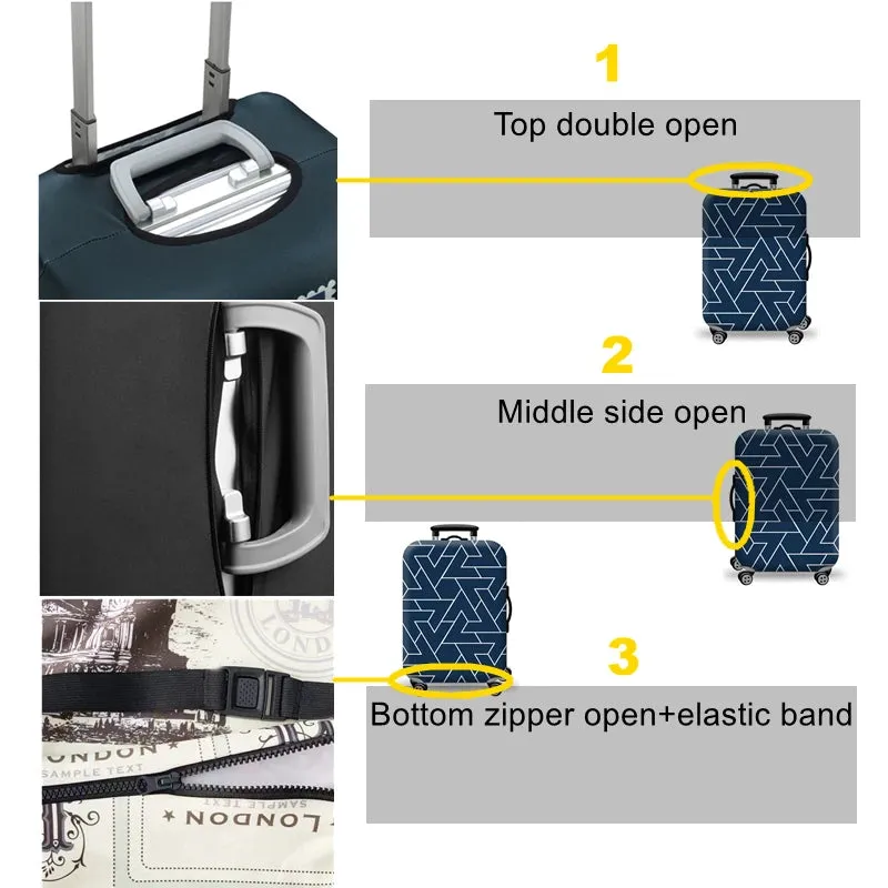 World Map Luggage Protective Cover - Elastic Suitcase Protector for 18-32 inch Bags