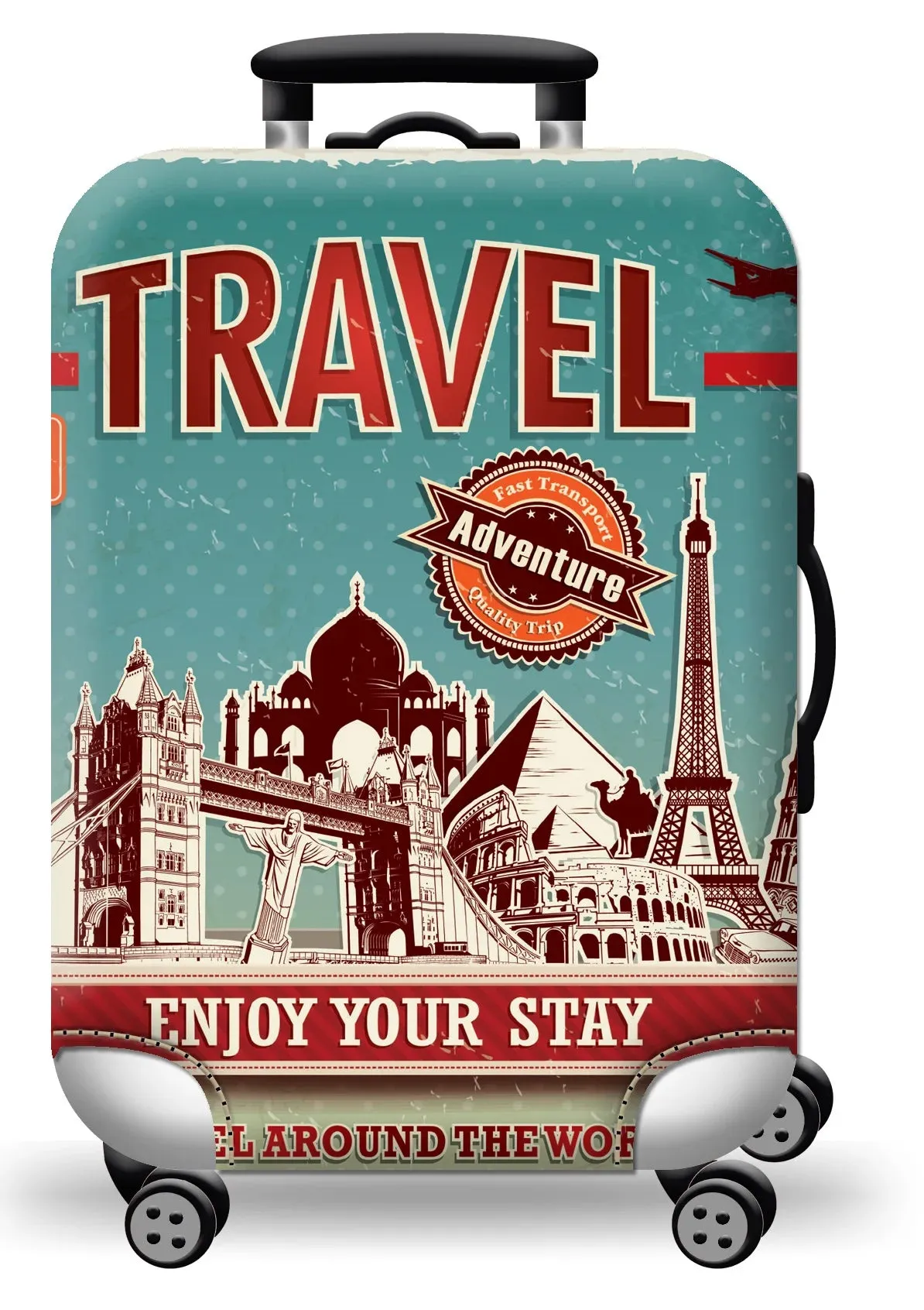World Map Luggage Protective Cover - Elastic Suitcase Protector for 18-32 inch Bags