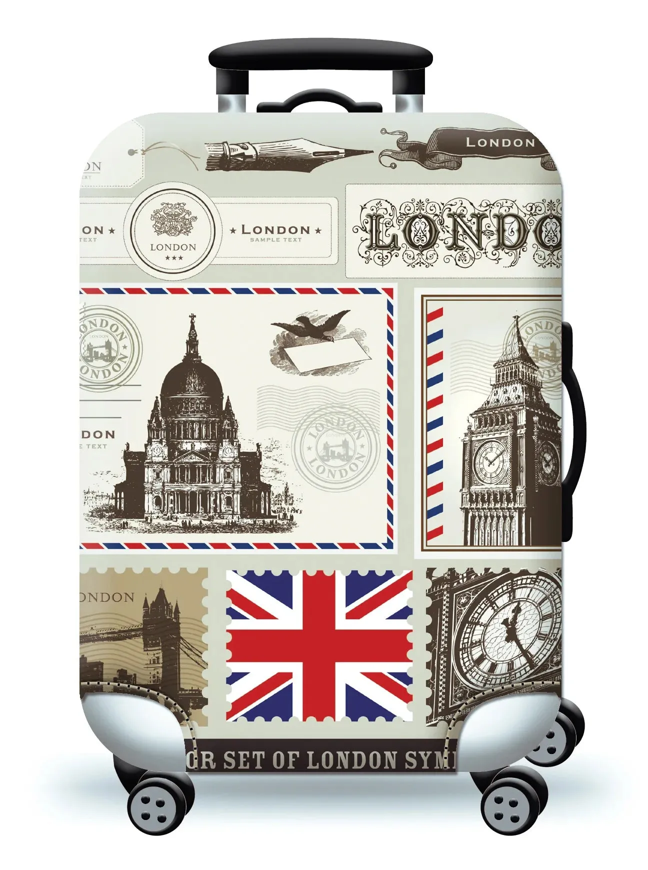 World Map Luggage Protective Cover - Elastic Suitcase Protector for 18-32 inch Bags
