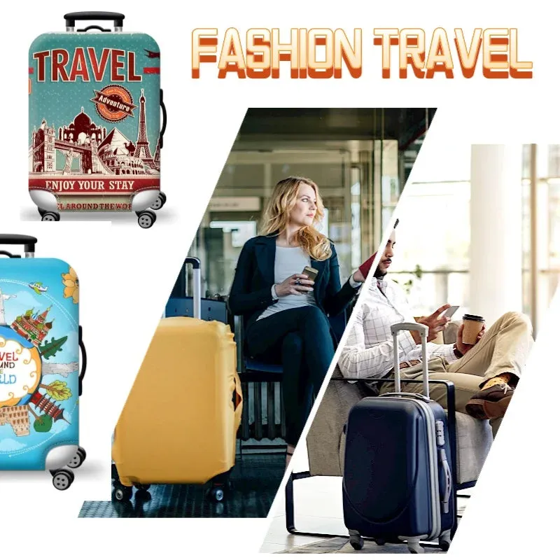 World Map Luggage Protective Cover - Elastic Suitcase Protector for 18-32 inch Bags