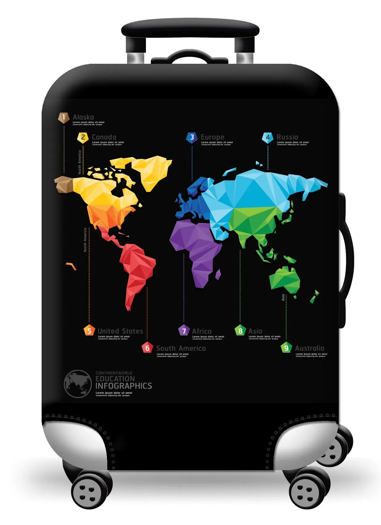World Map Luggage Protective Cover - Elastic Suitcase Protector for 18-32 inch Bags