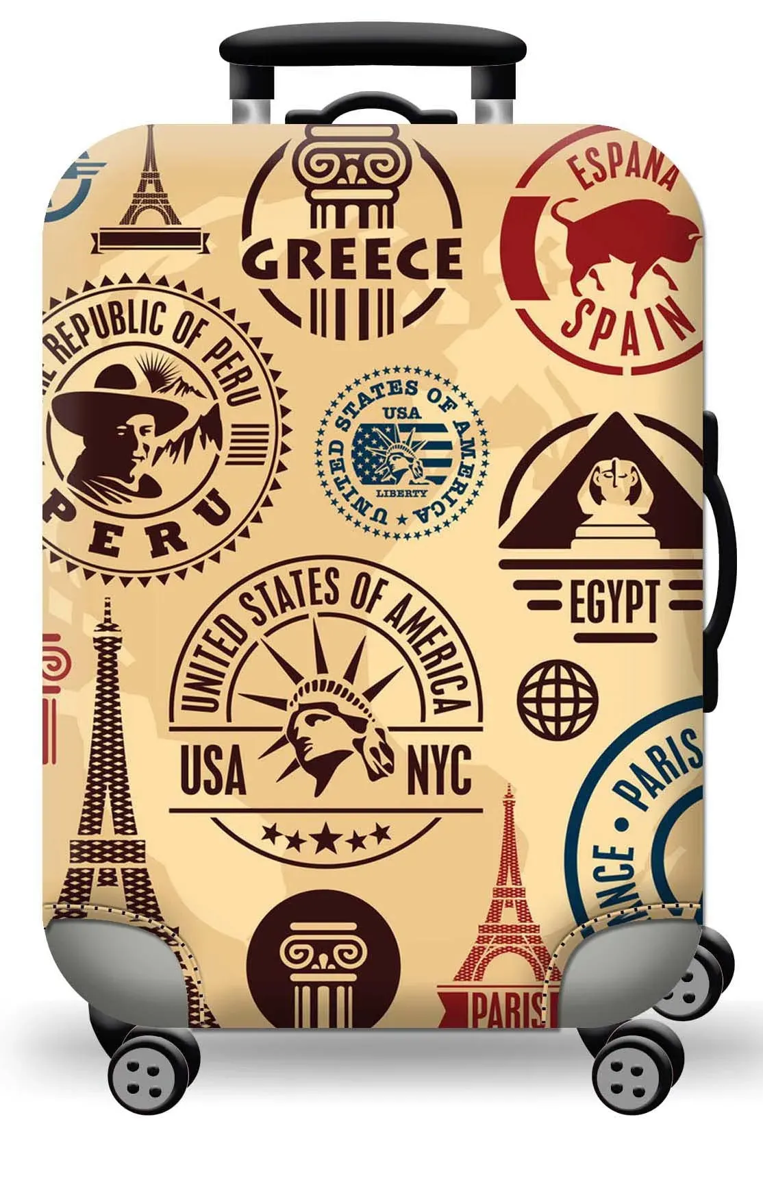 World Map Luggage Protective Cover - Elastic Suitcase Protector for 18-32 inch Bags