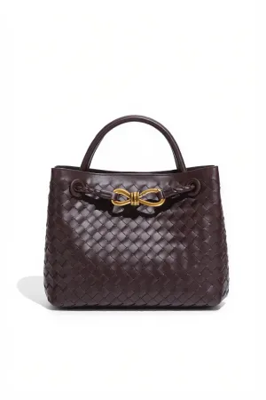 Woven Handbag with Elegant Clasp Detail