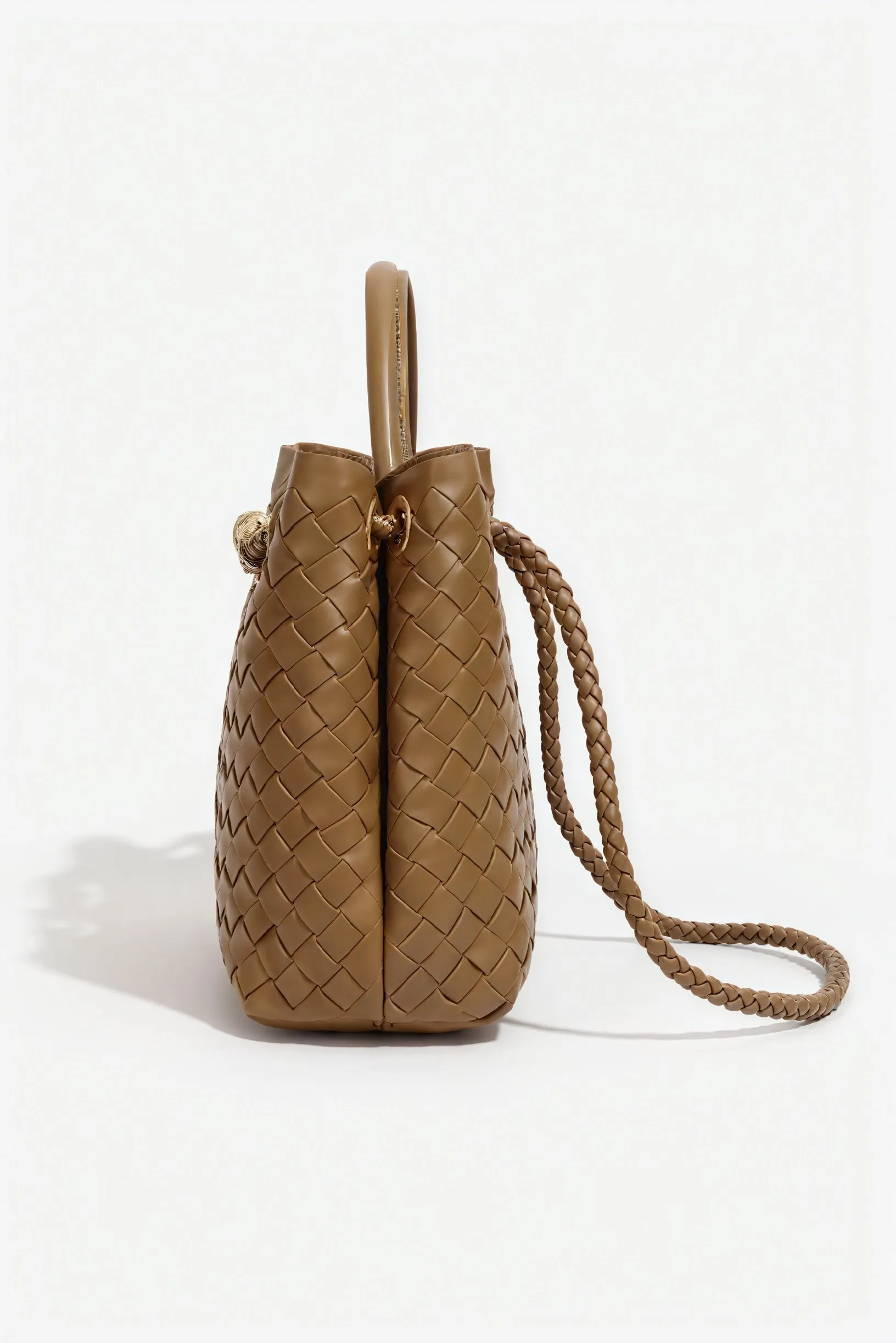 Woven Handbag with Elegant Clasp Detail