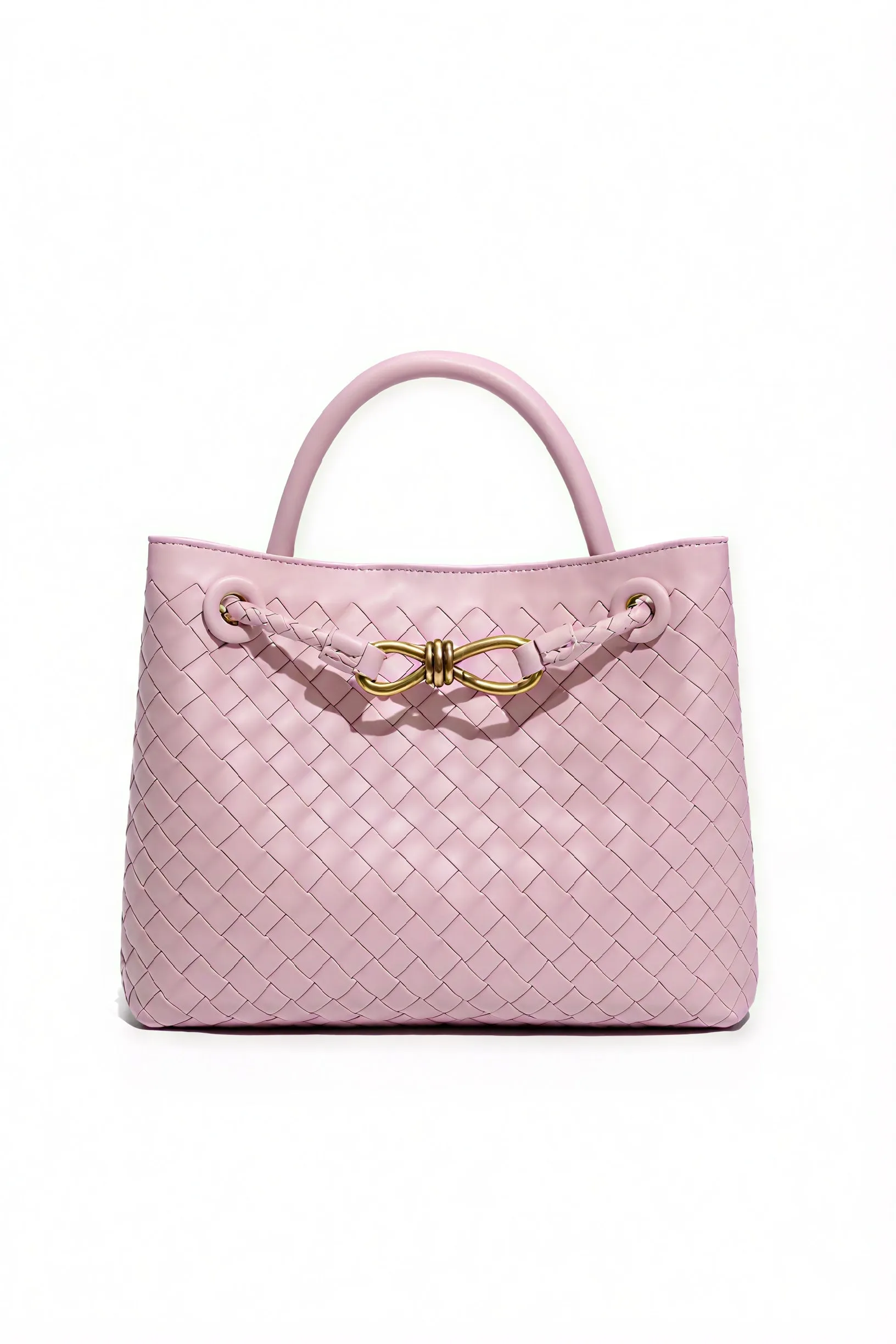 Woven Handbag with Elegant Clasp Detail