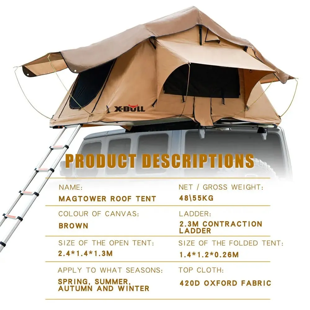 X-BULL 3 Person Magtower Roof Top Tent with Ladder & Mattress
