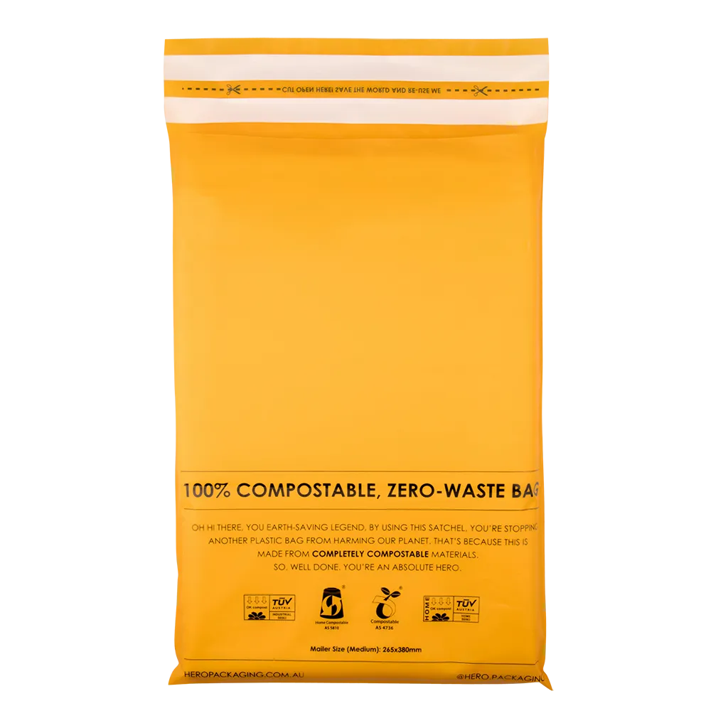 Yellow Home Compostable HEROPACK Mailers- from packs of 25