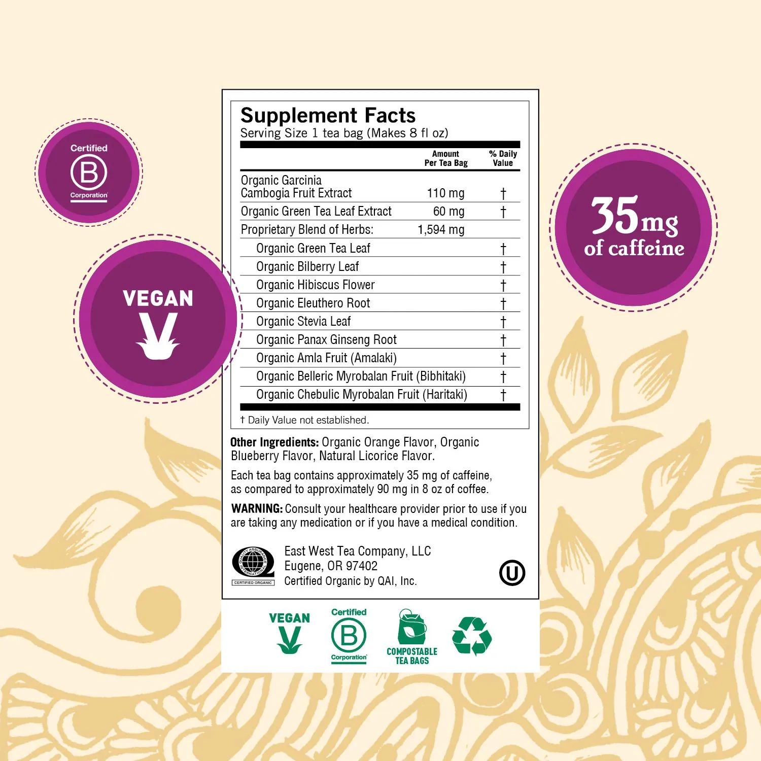 Yogi, Green Tea Blueberry Slim Life, 16 Tea Bags