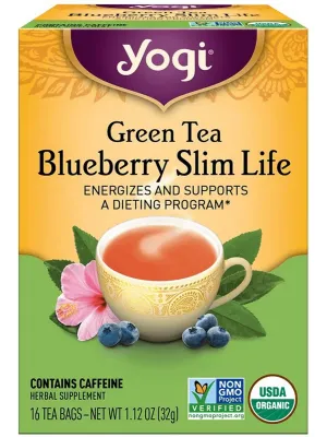Yogi, Green Tea Blueberry Slim Life, 16 Tea Bags