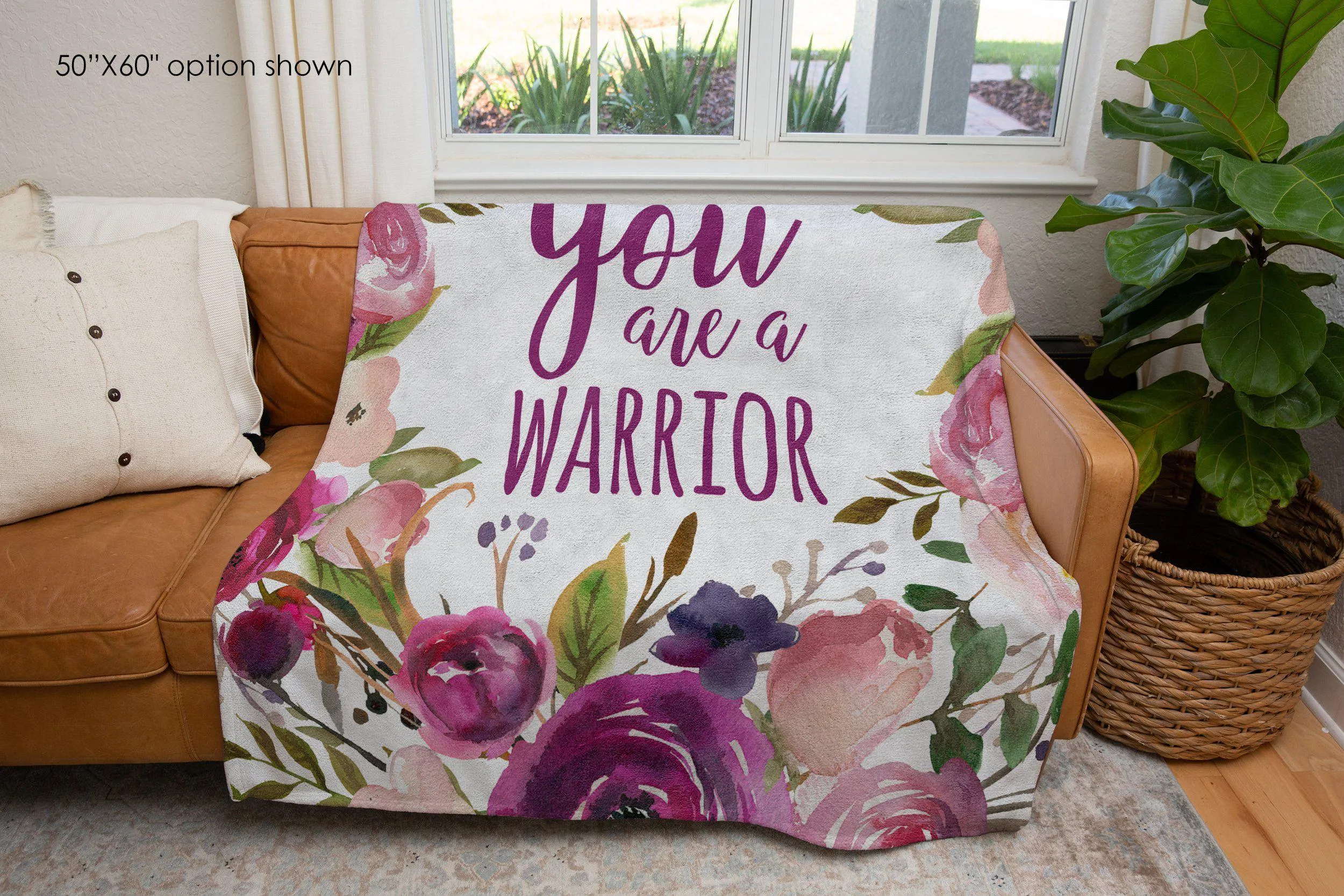 You Are a Warrior Purple Flower Blanket