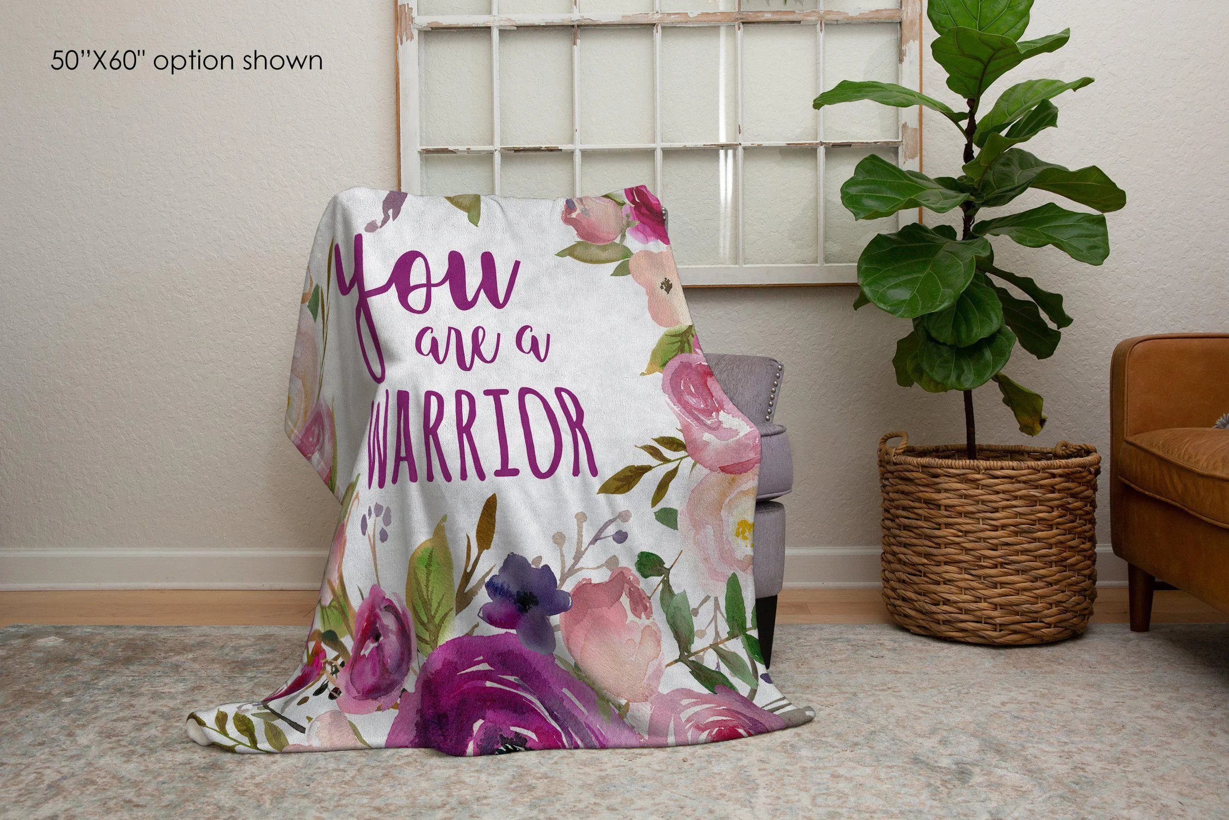You Are a Warrior Purple Flower Blanket