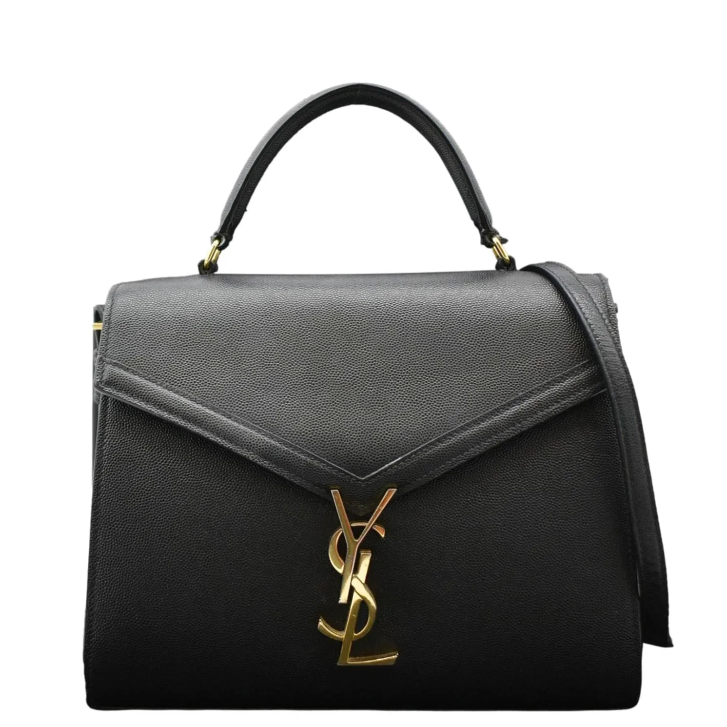 YVES SAINT LAURENT Cassandra Top Handle Leather Shoulder Bag Black