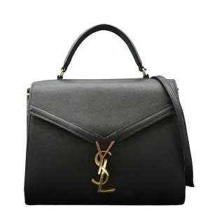 YVES SAINT LAURENT Cassandra Top Handle Leather Shoulder Bag Black