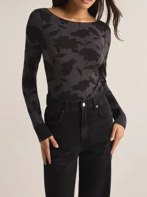 Z SUPPLY Baela Floral Printed Scoop Back Long Sleeve Bodysuit